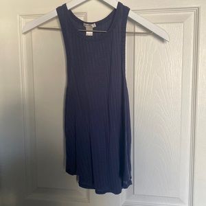 Blue Ribbed Bozzolo Tank Top